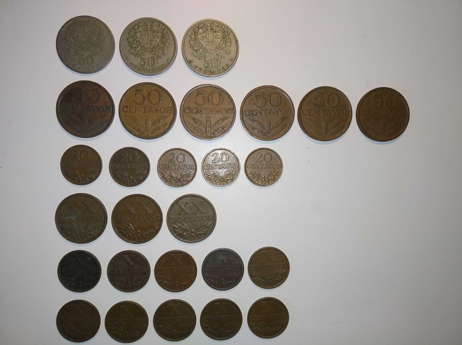 41 moedas portuguesas antigas (1929 a 1989) em 2 lotes