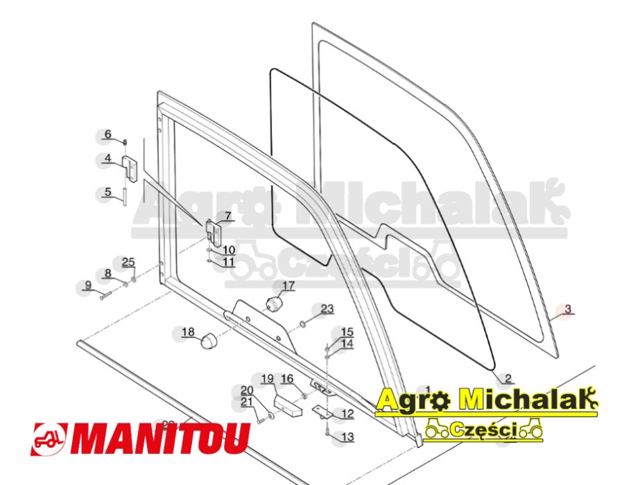 Szyba drzwi górna Manitou 523, 627,