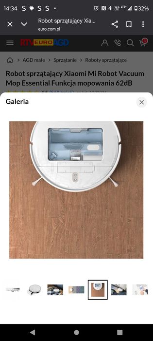 Robot sprzątający Xiaomi Mi Robot Vacuum Funkcja mopowania 62dB
