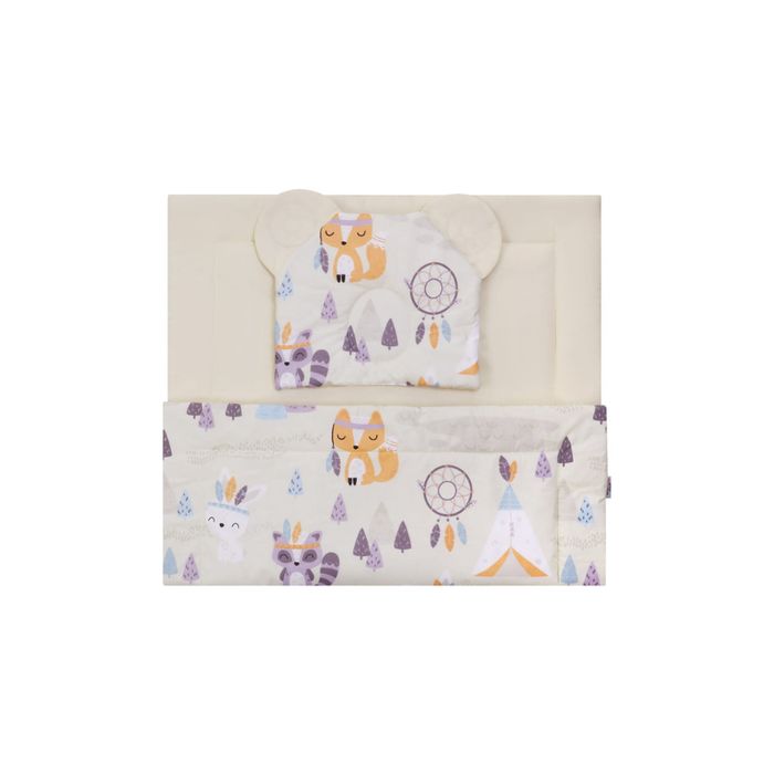 Komplet pościeli mali Indianie tkanina beż - BOCIOLAND