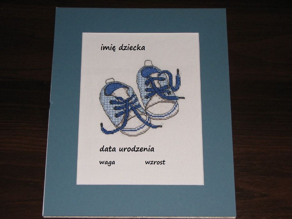 metryczka prezent obrazek haft