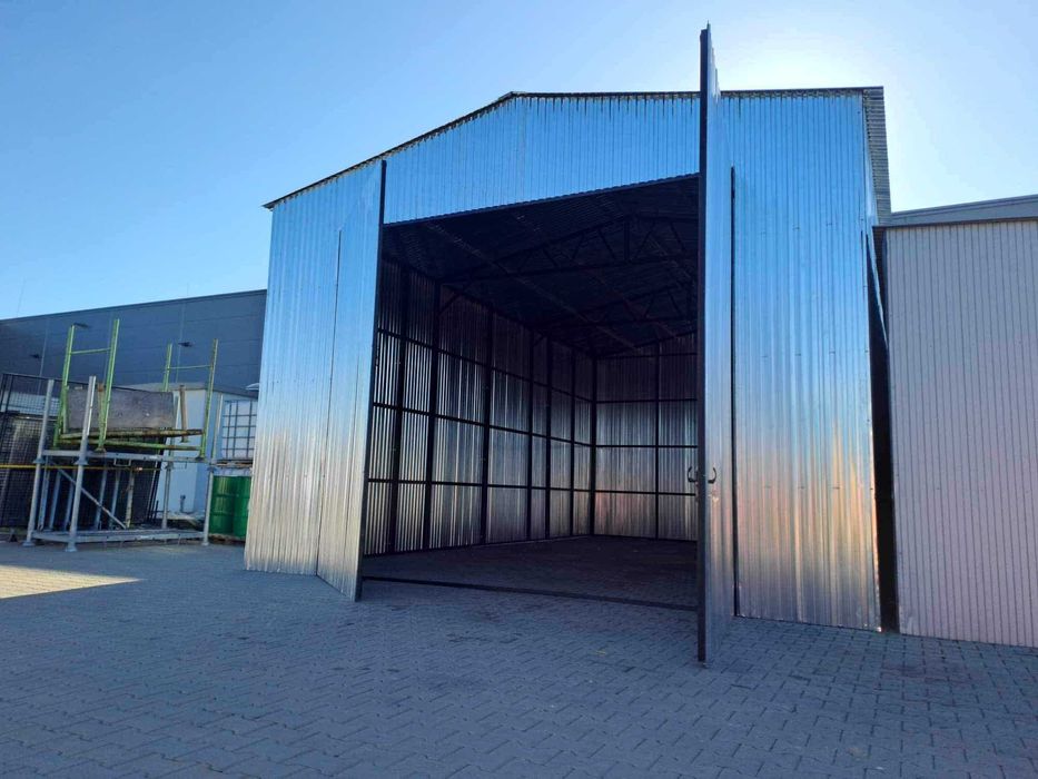 Wysoki Garaż Blaszany Grafitowy - Wiata - Garaże Blaszane - Maj-Blach