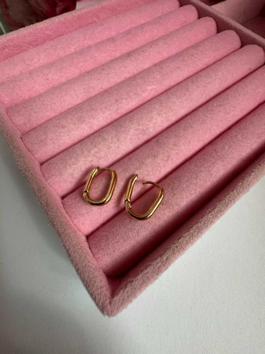 Kolczyki gładkie pozłacane 18k stal eleganckie k806