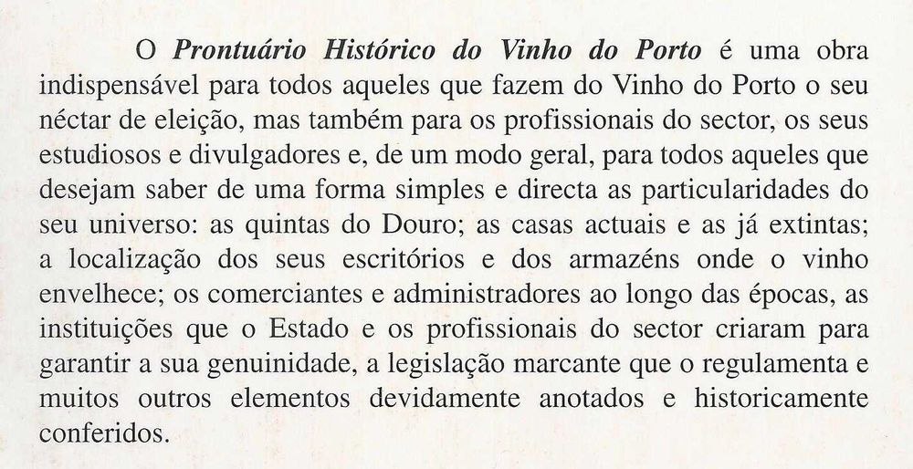 Prontuário Histórico do Vinho do Porto