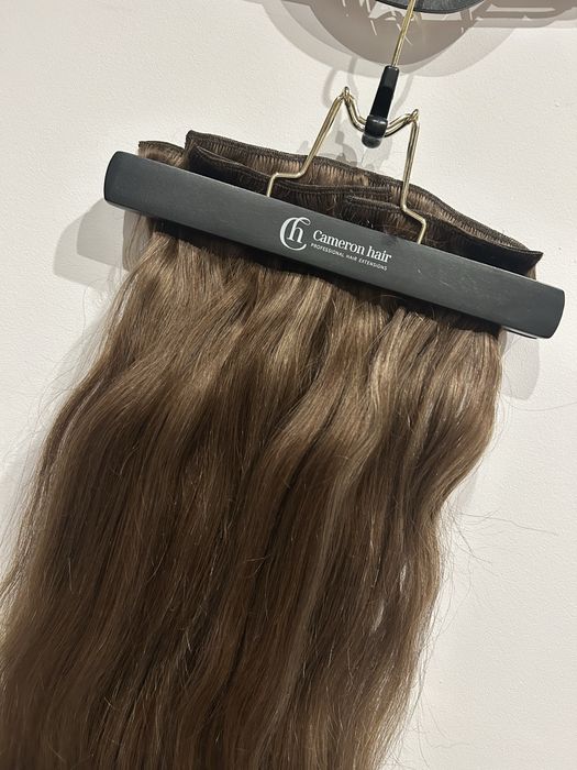 Wlosy naturalne 60 cm brąz muśnięty słońcem Clip in