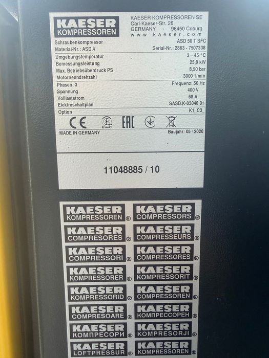 Kompresor śrubowy Kaeser ASD 50T SFC 25KW falownik