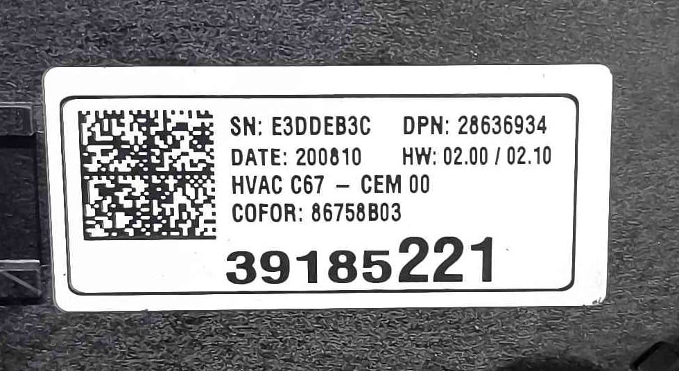 Comando Chauffage / Sofagem 39185221 - OPEL CORSA F
