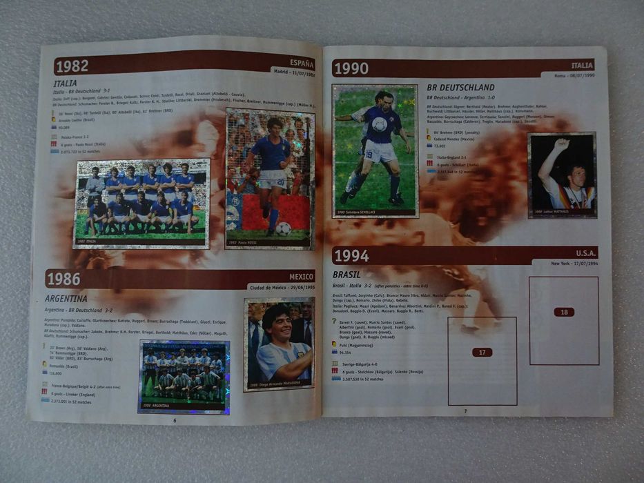 Caderneta de cromos de futebol World Cup France 98 (tem 106 cromos)