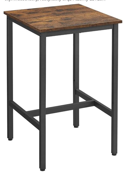 VASAGLE Wysoki stół, kwadratowy loft barowy, stalowa rama 60 x 60 x 90