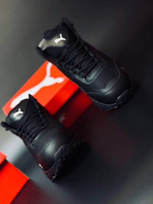 Мужские кроссовки Puma Черные кожаные зимние кросівки чоловічі пума