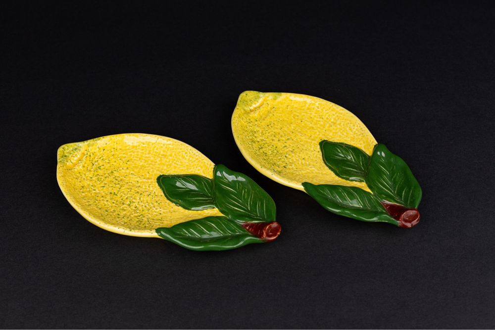 Ceramika portugalska talerzyki podstawki cytryny vintage cytryna