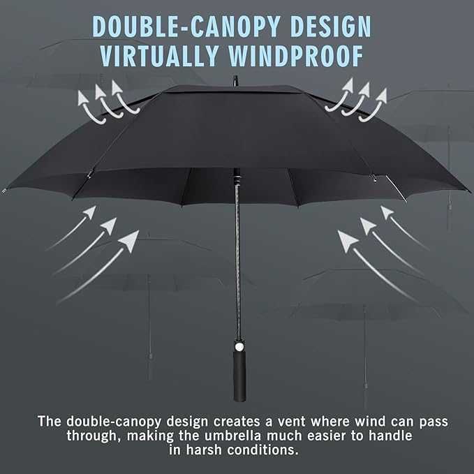 ZOMAKE Automatyczny otwierany duży parasol golfowy Czarny