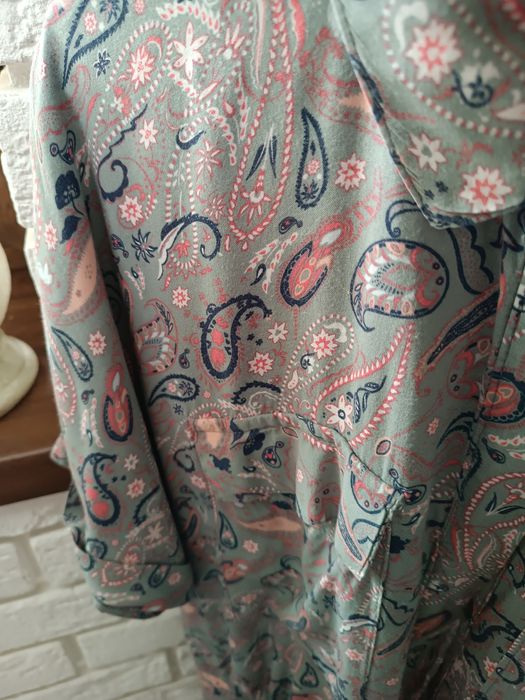 Wzorzysta luźna bluzka wiskoza 36 typu oversize