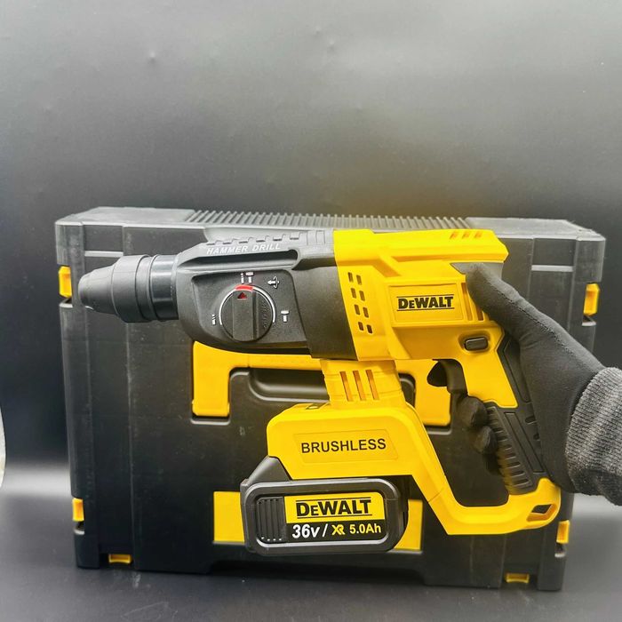 Акумуляторний набір інструментів DeWalt 3в1 48V: перфоратор, шурупокрут, болгарка 125 мм, 2 АКБ 6.0Ah, кейс