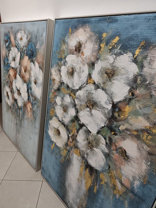 Quadro com motivos florais. Dois quadros