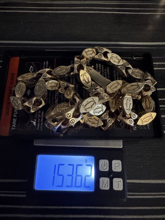 Pozłacany komplet cartier 14 k zloto wykonany ze srebra proby 925 .