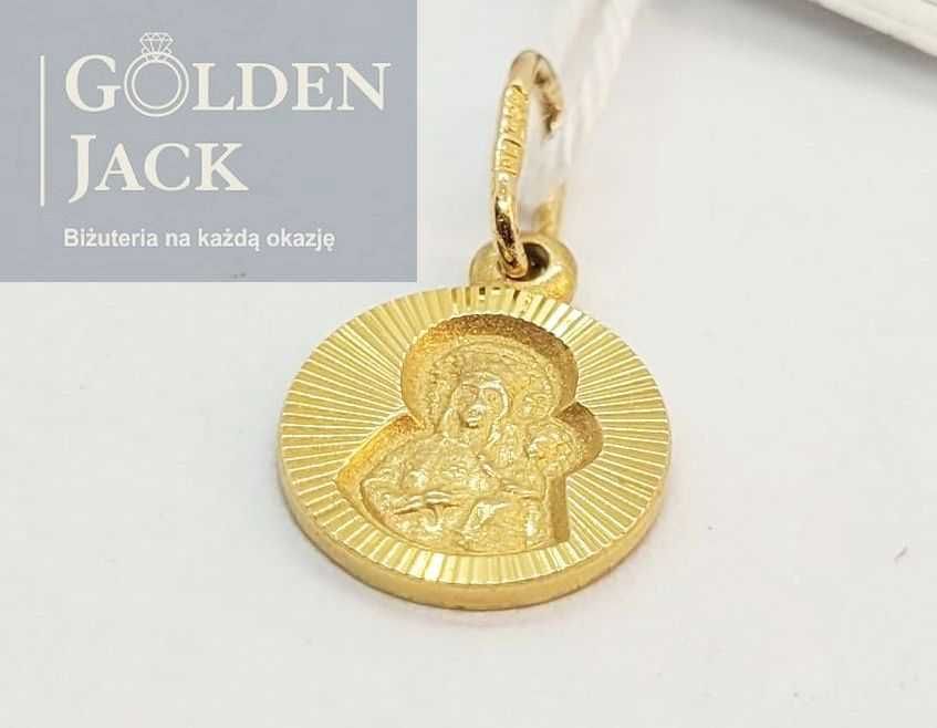 Złota okrągła zawieszka Matka Boska Częstochowska złoto pr. 585 0,78g