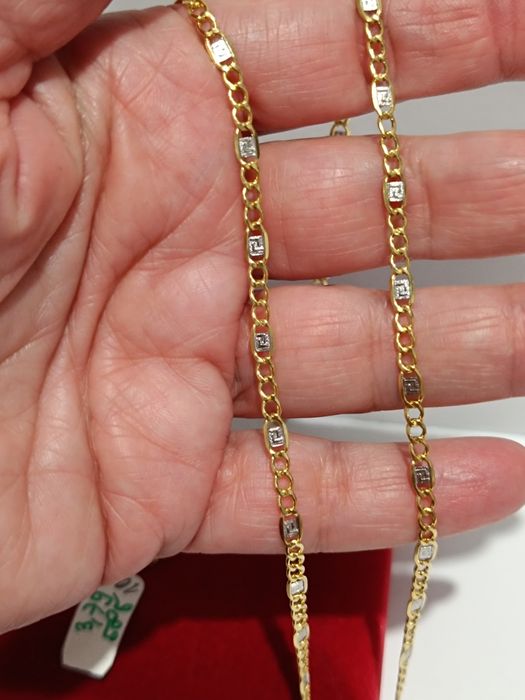 Złoty łańcuszek Pancerka ze wzorem greckim długość 60cm, złoto 585