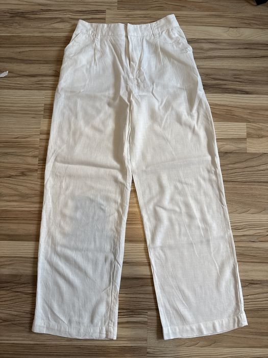 Białe, lekkie, letnie spodnie H&M rozmiar S