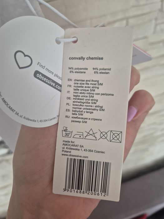Biała koszula nocna Obsessive S/M
