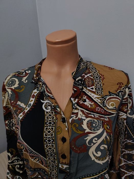 wiskozowa bluzka w stylu Boho, regulacja rękawa, rozmiar M