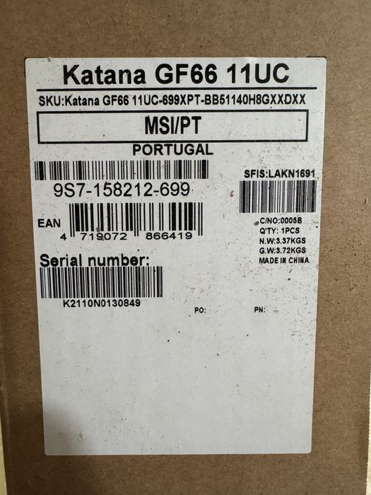 MSI Katana GF66 11UC | i5-11400H | RTX 3050 | 8GB RAM | 500GB SSD