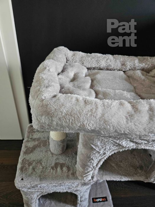 Drapak dla kota kompaktowy 67 cm szary domek słupek legowisko