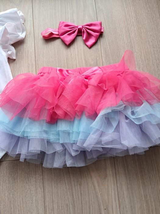 Zestaw na roczek dla dziewczynki 80. Spódniczka Stan idealny, kokardka