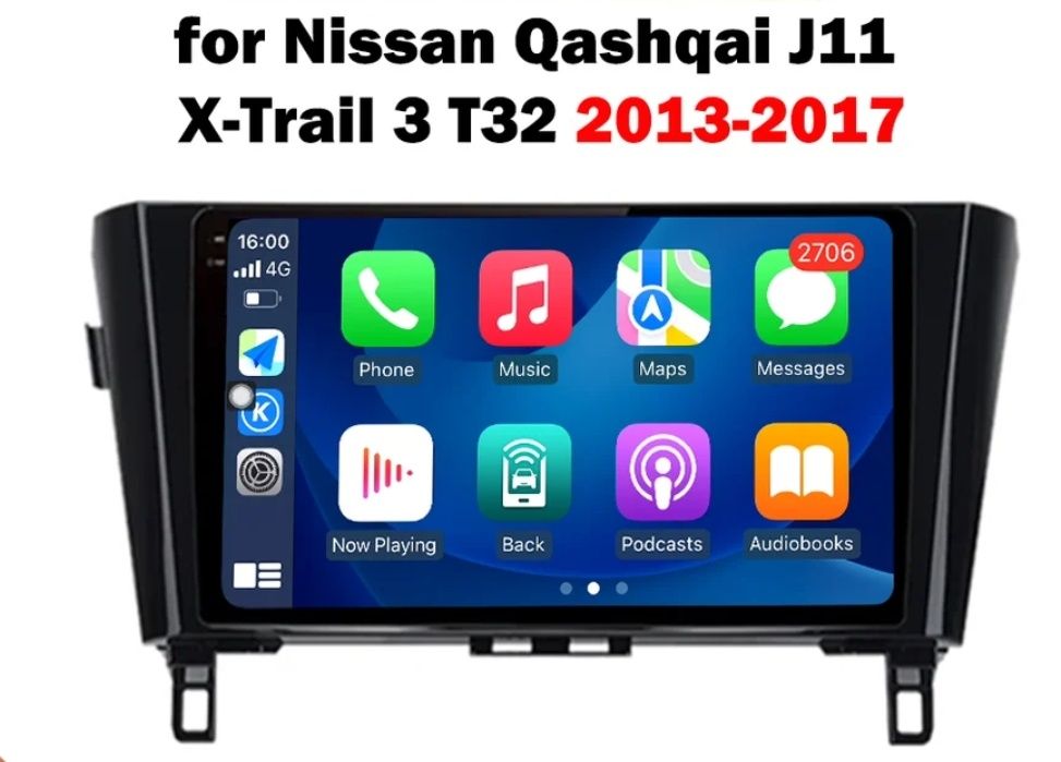 Radio Android 9" Nissan Qashqai J11/X-trail 3 + Carplay (4+32 GB)