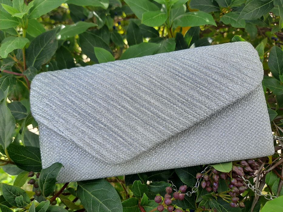 Malinha Bolsa Pochete Festa Cinza Prateada - Nova