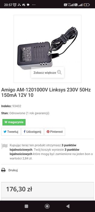 Zasilacz 12V 1A  oryginał