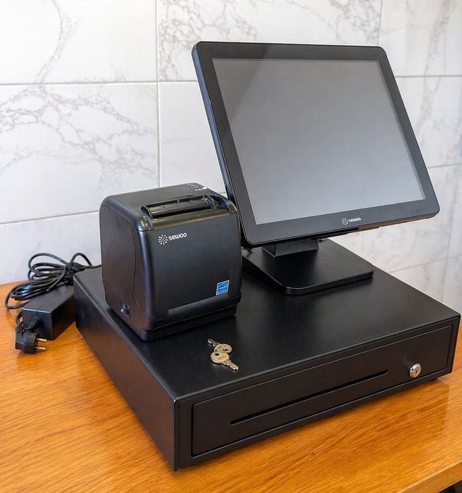 Sistema POS completo com gaveta + impressora + monitor tátil