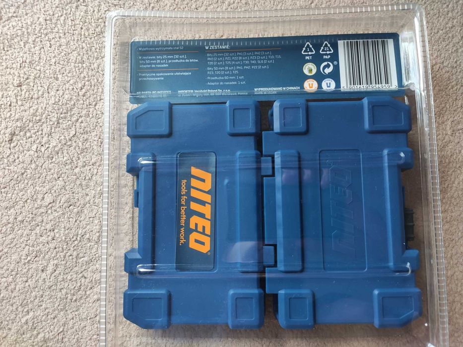 Zestaw bitów udarowych i nasadowych Niteo Tools 34 szt. oraz 42 szt.