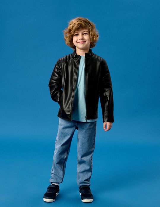 Куртка байкерська зі штучної шкіри