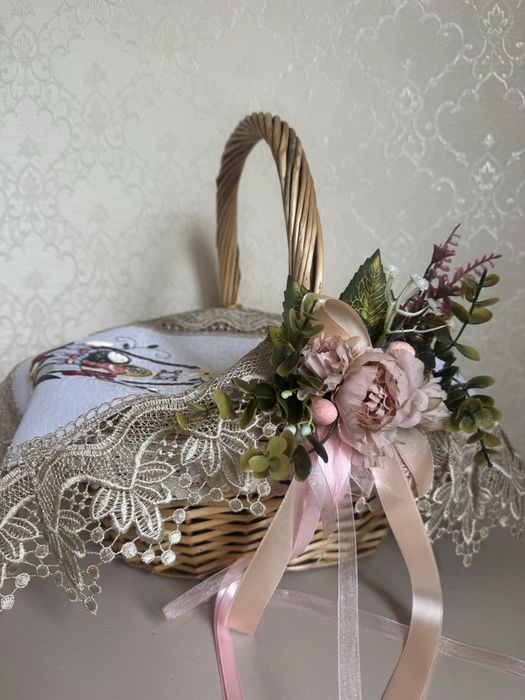 Декор на великодній кошик пасхальна серветка рушник накидка