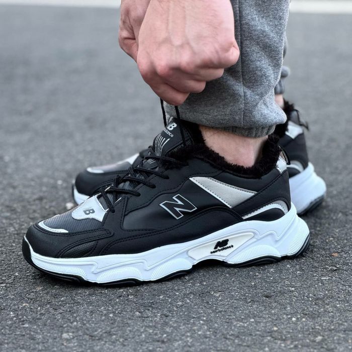 Чоловічі зимні кросівкі New Balance, теплі, стильні, замшеві, з хутром