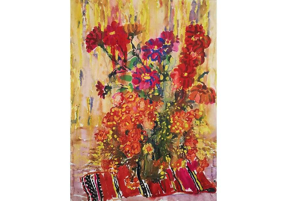 Зоря Галина (1915-2002). Квіти чорнобривці. 1975 р. 75*55 см Цветы