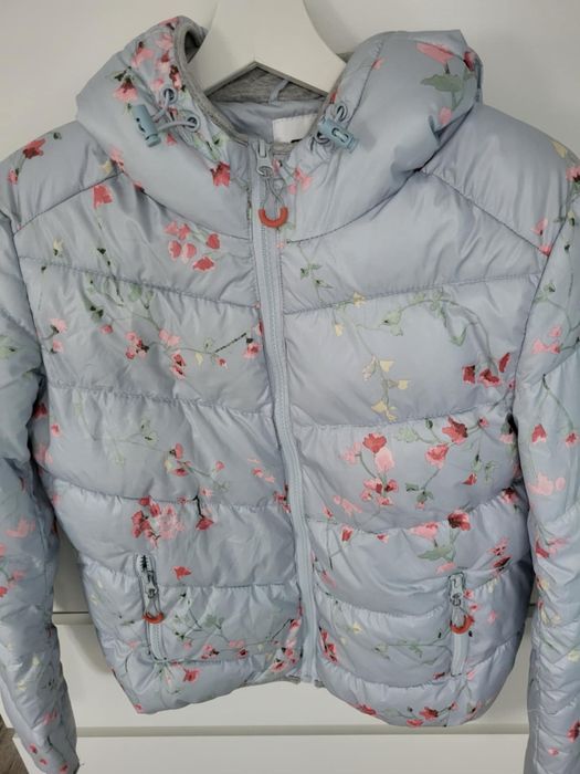 Kurtka wiosenna XS kwiaty baby blue jak nowa