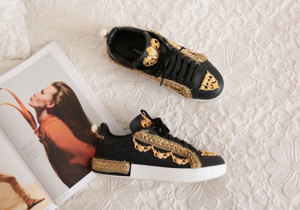 Markowe zdobione trampki DOLCE&GABBANA 37 portofino moliera2 skórzane