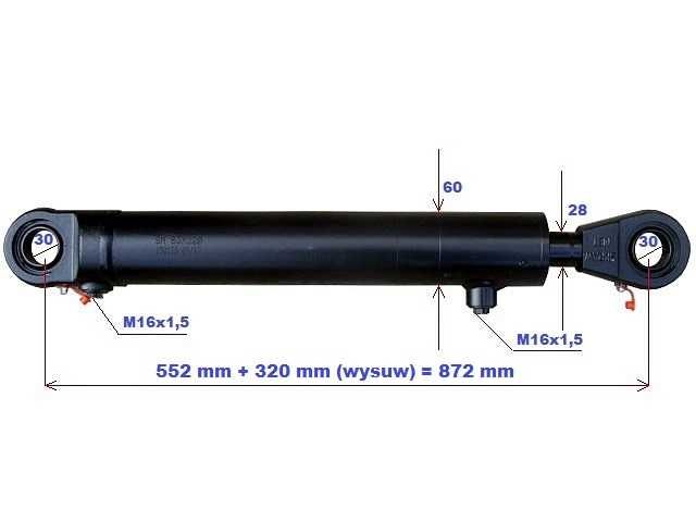 Siłownik hydrauliczny do KROKODYL CHWYTAK PŁUG wysuw 320 mm