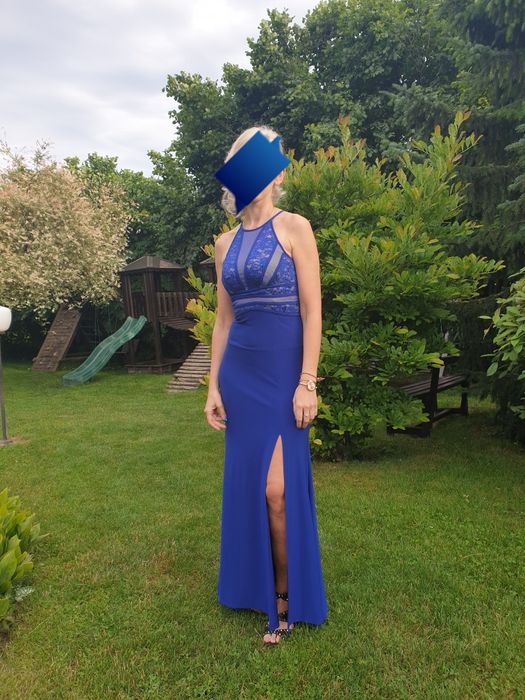 Sukienka maxi niebieska świadkowa poprawiny