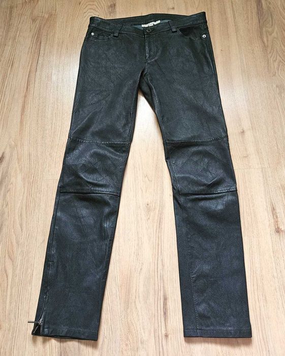 Spodnie skórzane biodrówki stretch skóra naturalna Michael Kors