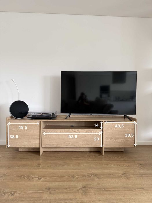 Móvel de TV efeito carvalho com arrumação – 197 cm