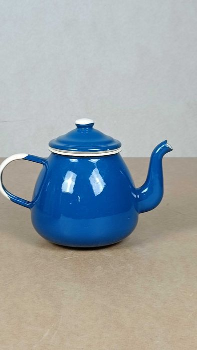 Dzbanek / czajnik emaliowany OLKUSZ retro vintage niebieski 0,9 l OUTL