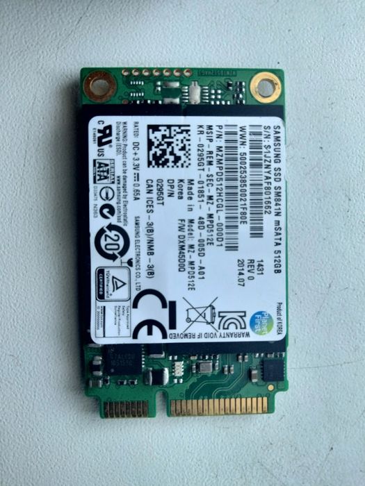 SAMSUNG. SSD диск. mSATA. 512 Gb. MLC.
