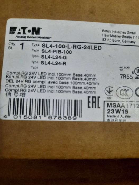 Світлова сигнальна колона Eaton SL4-100-L-RYG-24LED