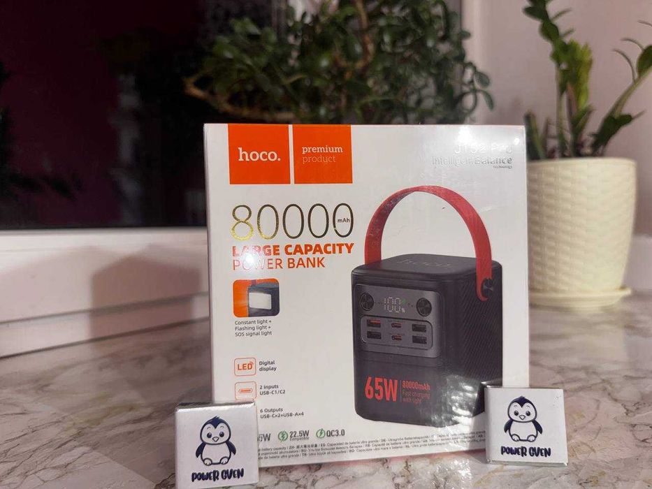 Великий повербанк Hoco J152 Pro 80000 mA швидка зарядка 65W Power Bank