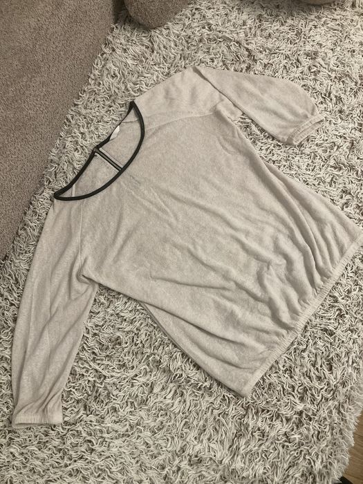 Biala bluzka koszulka sweterek bombka xl/42 wetlook lamowka