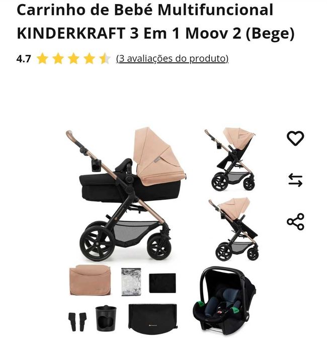 Carrinho Kinderkraft 3 em 1