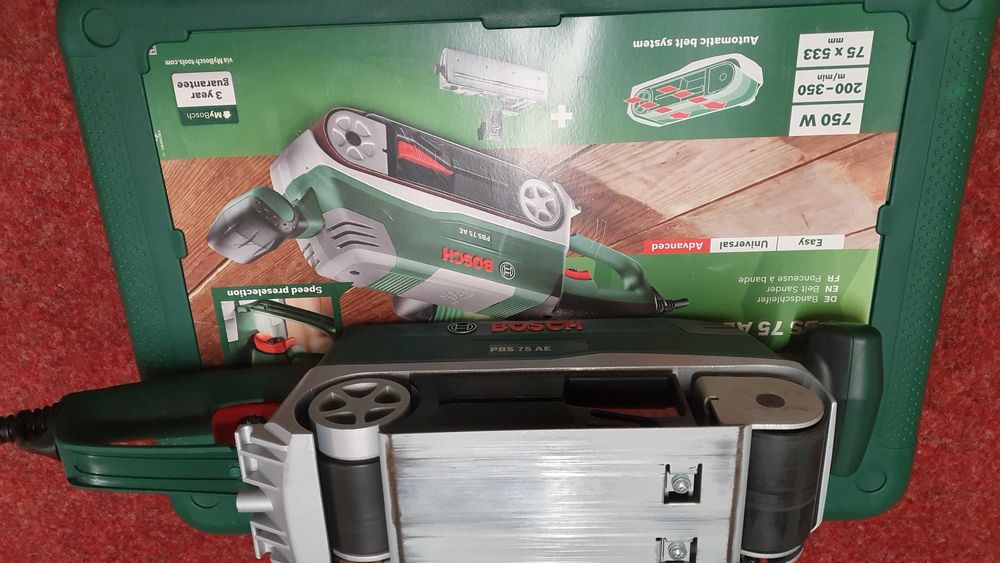 BOSCH PBS 75 AE - szlifierka pasowa taśmowa + walizka.